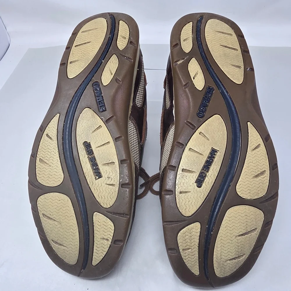 Sebago Clovehitch II Mens 9.5M Boat Shoes Walnut Brown Leather Mesh B24367 Good